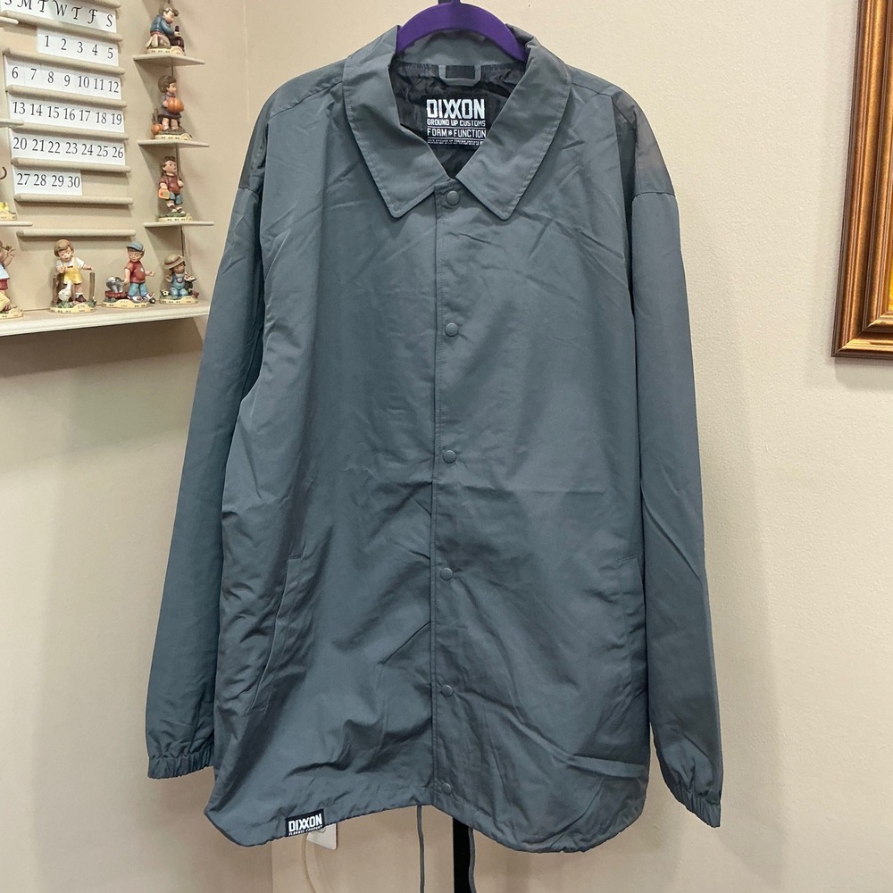 Dixxon Flannel Co Coaches Jacket 3X Grey Snap Front Water Resistant Windbreaker